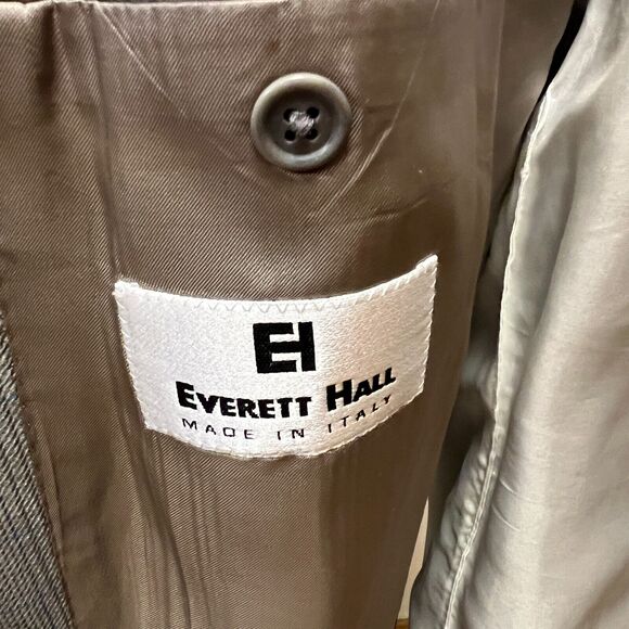 EVERETT HALL Gray Blue Plaid Windowpane 48L Wool Silk Big n Tall Italy - Picture 7 of 10